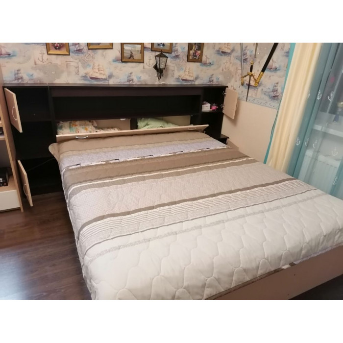 Двуспальная кровать с ящиком в изголовье 160х200 - СМ0097